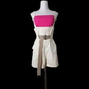 🙂 papaya whip color high waist overalls shorts with belt